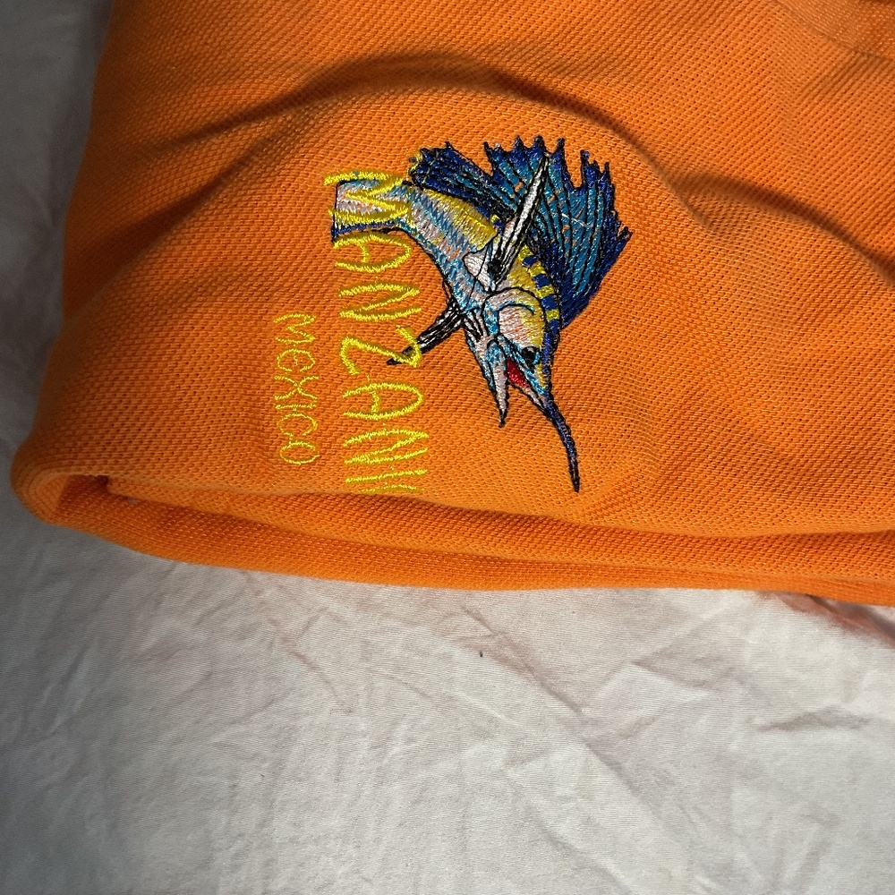 Orange polo shirt from Manzanillo, Mexico